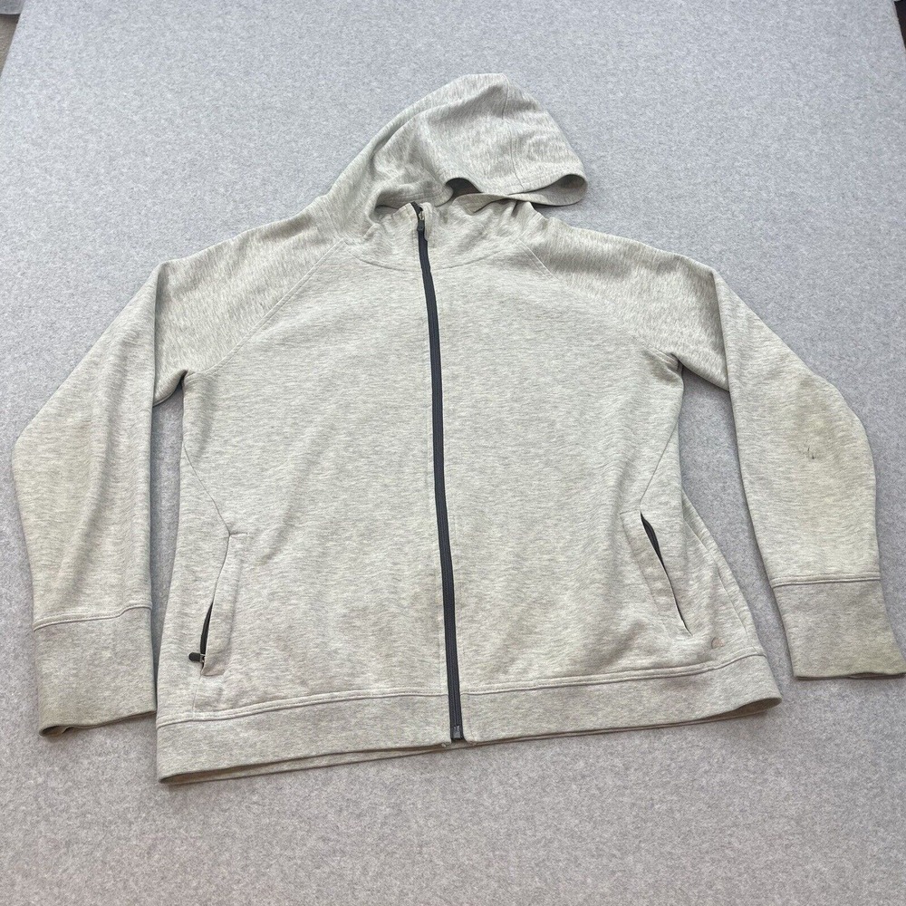 Gap Fit Hoodie Womens Extra Large Grey Pullover Sweatshirt Thumbholes Activewear